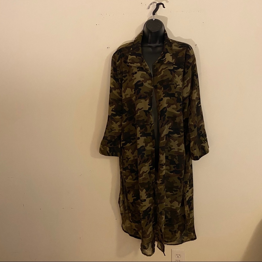 Plus Size Fashion Web Army Fatigue Duster